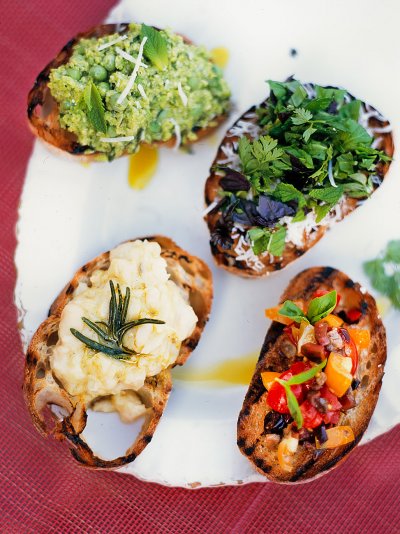 Crostini - tomato and olives